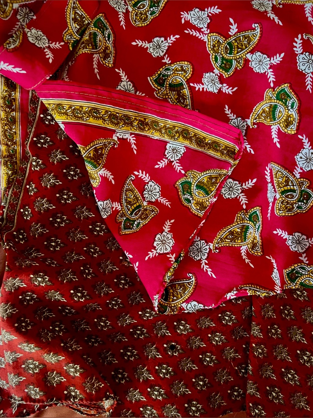 Reversible Silk Wrap Skirt, Tie Waist, Skater, contrasting double layer, Paisley - Picture 4 of 8